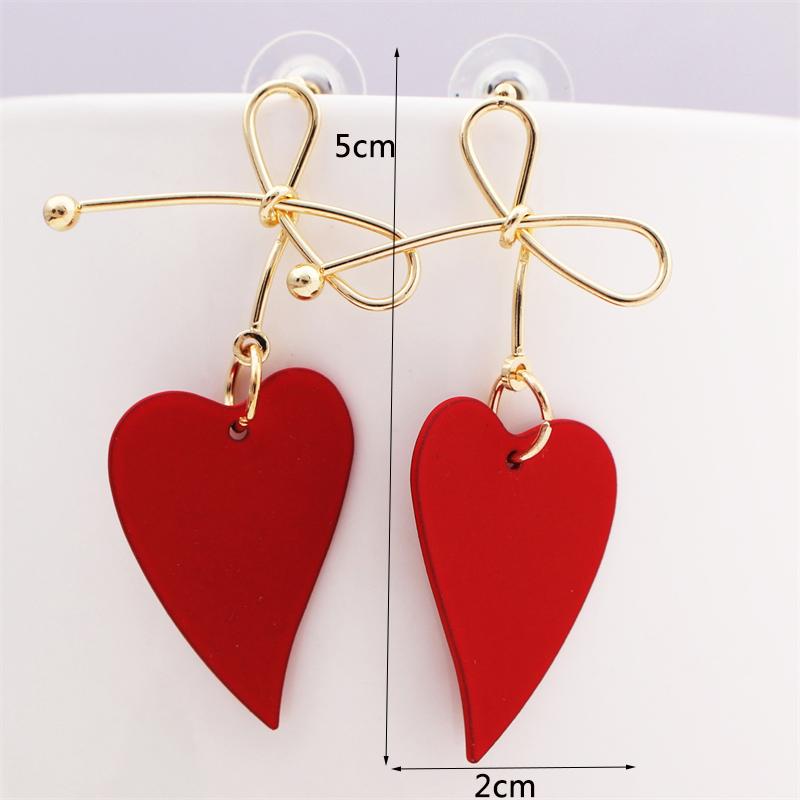 Heart Dangle Earrings for Women Colorful Enamel Crystal Love Heart Sweet Korean Female Drop Earrings aretes de