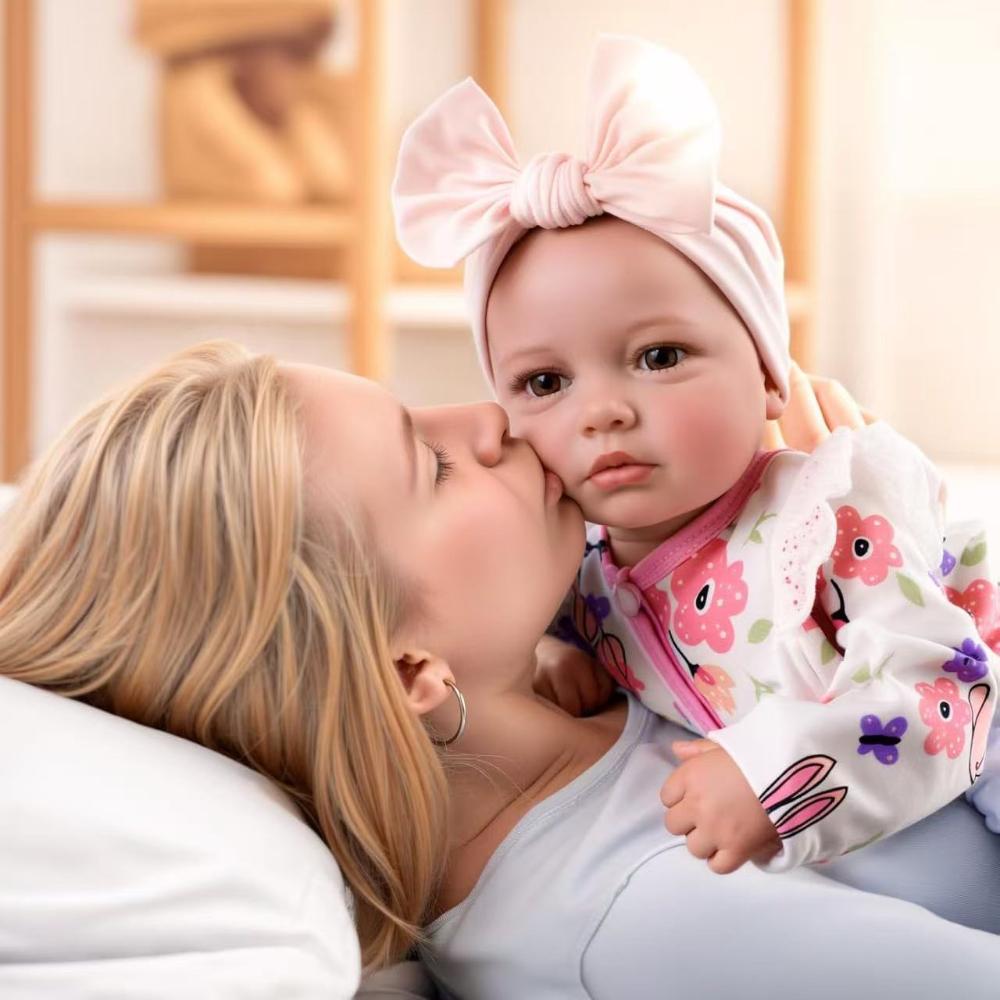 18 Inch Lifelike Reborn Baby Dolls LouLou Awake Hand Painted Hair Newborn Dolls for Boy Girl Real Looking Full Vinyl Cloth Body Optional Rebirth Dolls