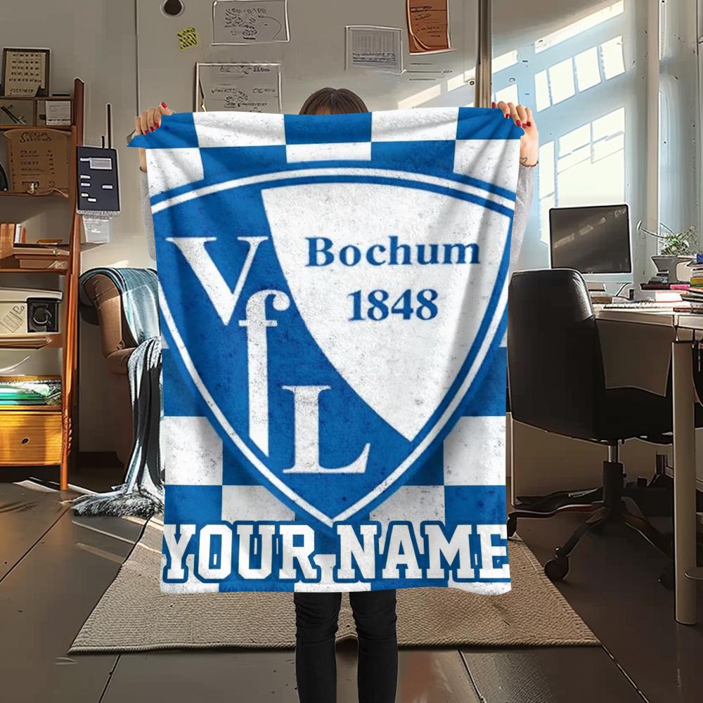 1PC Custom Name VFL Bochum Patterned Flannel Blanket Suitable For All Seasons for Home Decor Warmth and Comfort Gifts Holiday Present