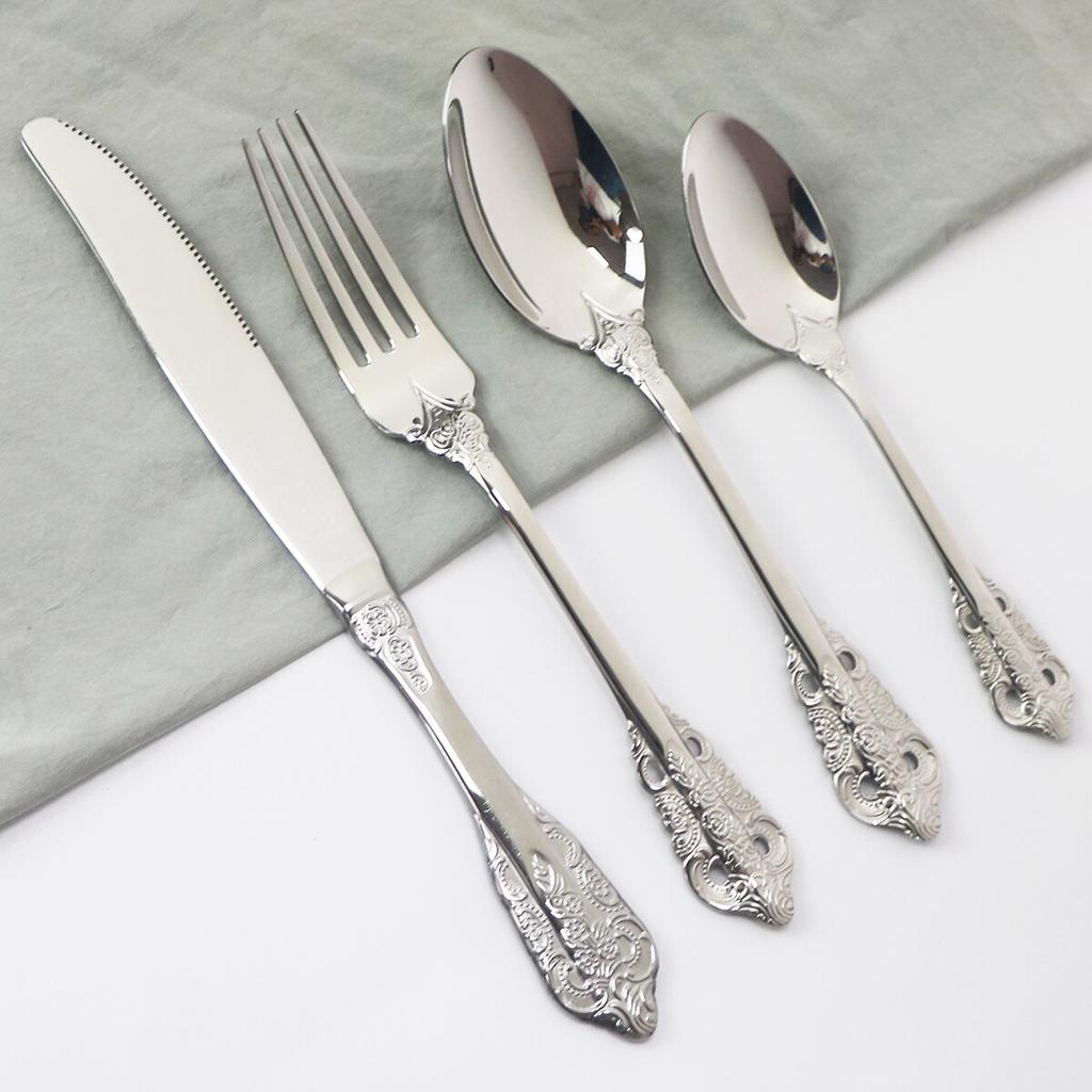 24Pcs Gold Cutlery Set 18/10 Stainless Steel Dinnerware Set Knives Fork Spoon Dinner Tableware Party Kitchen Flatware Silverware