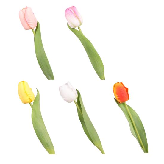 Artificial Tulip with Bendable Stem Realistic Fake Flower Low Maintenance Faux Tulip for Vase Flower Arrangement Home Party Wedding Decor