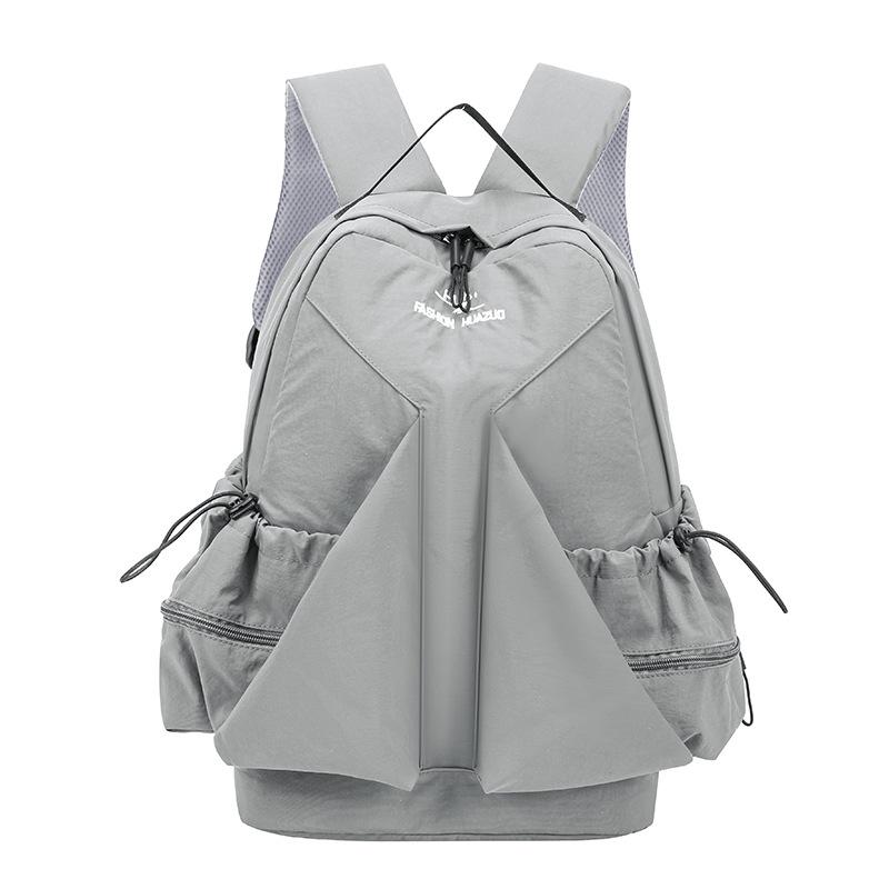Casual Pleated Nylon Canvas Backpack Japanese and Korean Drawstring Back Shoulder Bag Harajuku Style Large Capacity Student Backpack
