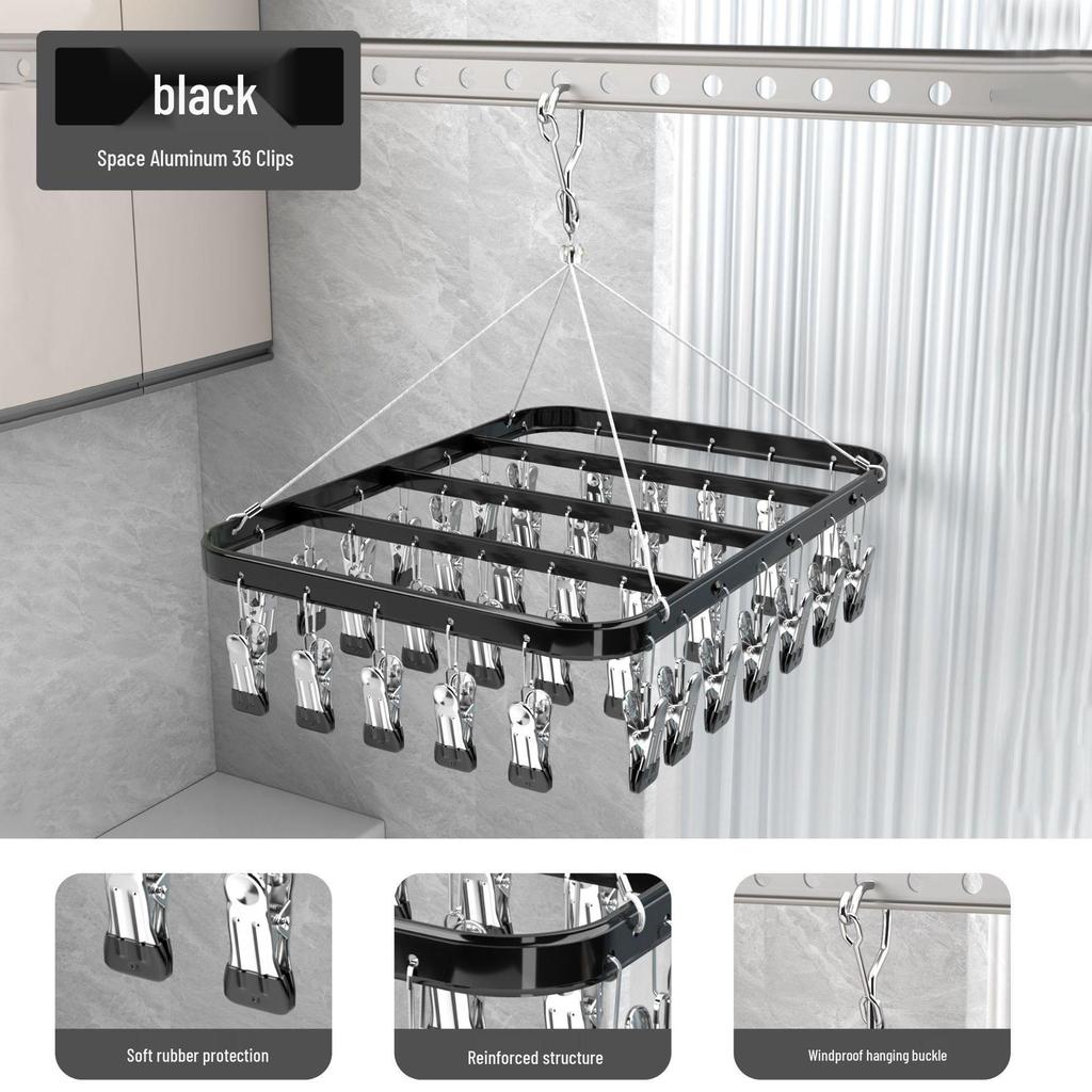 Aluminum Alloy Multi-Clip Drying Rack for Socks and Underwear
