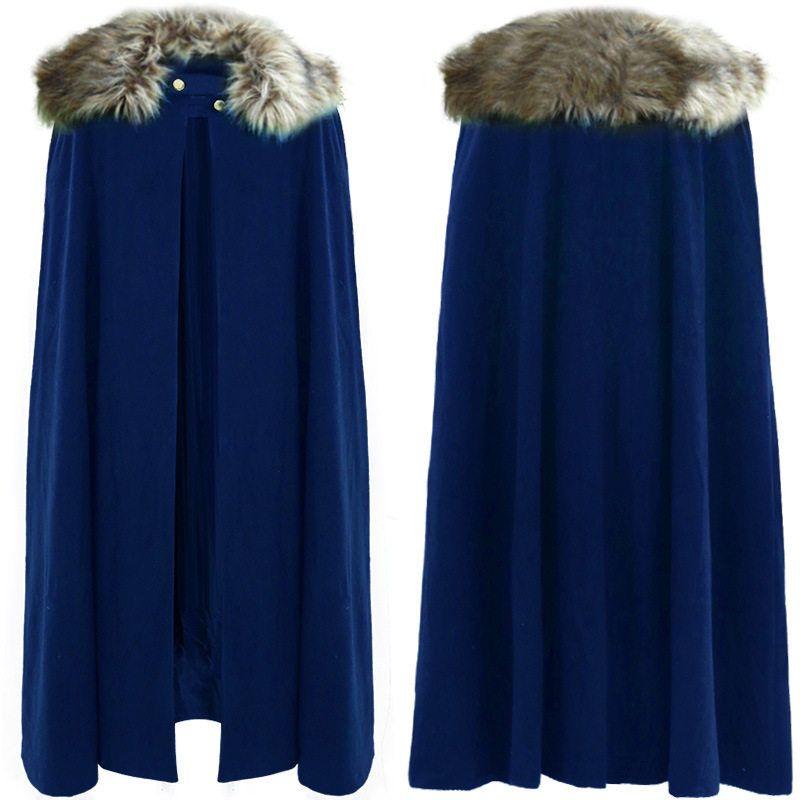 

Amazon Fashion Halloween Men s and Women s Woolen Coat Retro Pure Color Steampunk Cloak Cloak Outwear In Stock Blue Woolen Cape XL