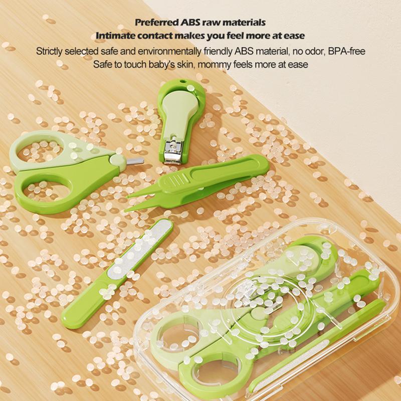 Baby Nail Kit 4 In1 Newborn Safety Nail Clippers Tweezer Kids Manicure Pedicure Set With Case Portable Baby Care Utensils
