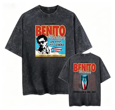 2026 new Washed Cotton Tshirt with Retro Concert Poster Print Casual Streetwear Top 2XL