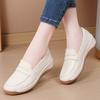 Women Genuine Leather Flat Casual Shoes Lady Office Work Single Shoes Mother Loafers Female Height Increasing Thick Sole Shoes