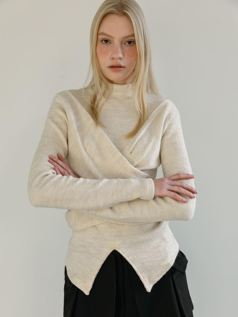 MOIFAIRE Layered Wrap T-Shirt / Ivory