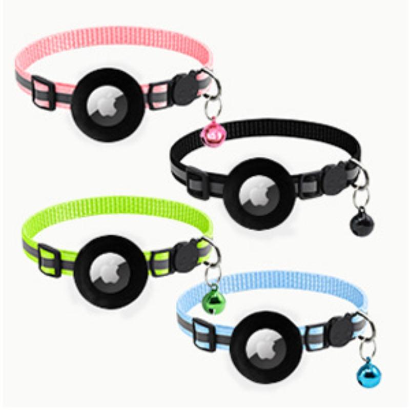 Airtag Cat Collar with Bell Reflective Anti-loss Silicone Protective Cover Small Neck Ring Cat Anti-loss