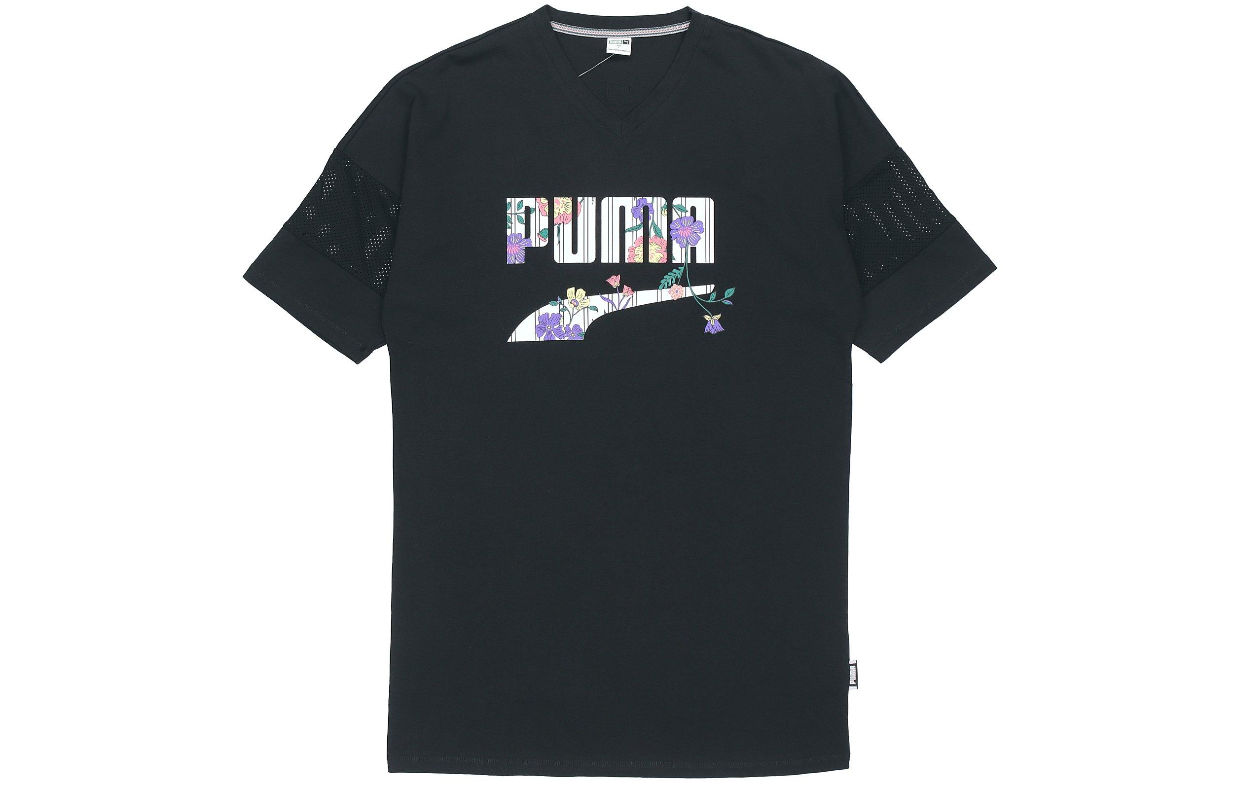 PUMA T Shirts Women s Black V Neck Thin Straight Fit 597473-01 L