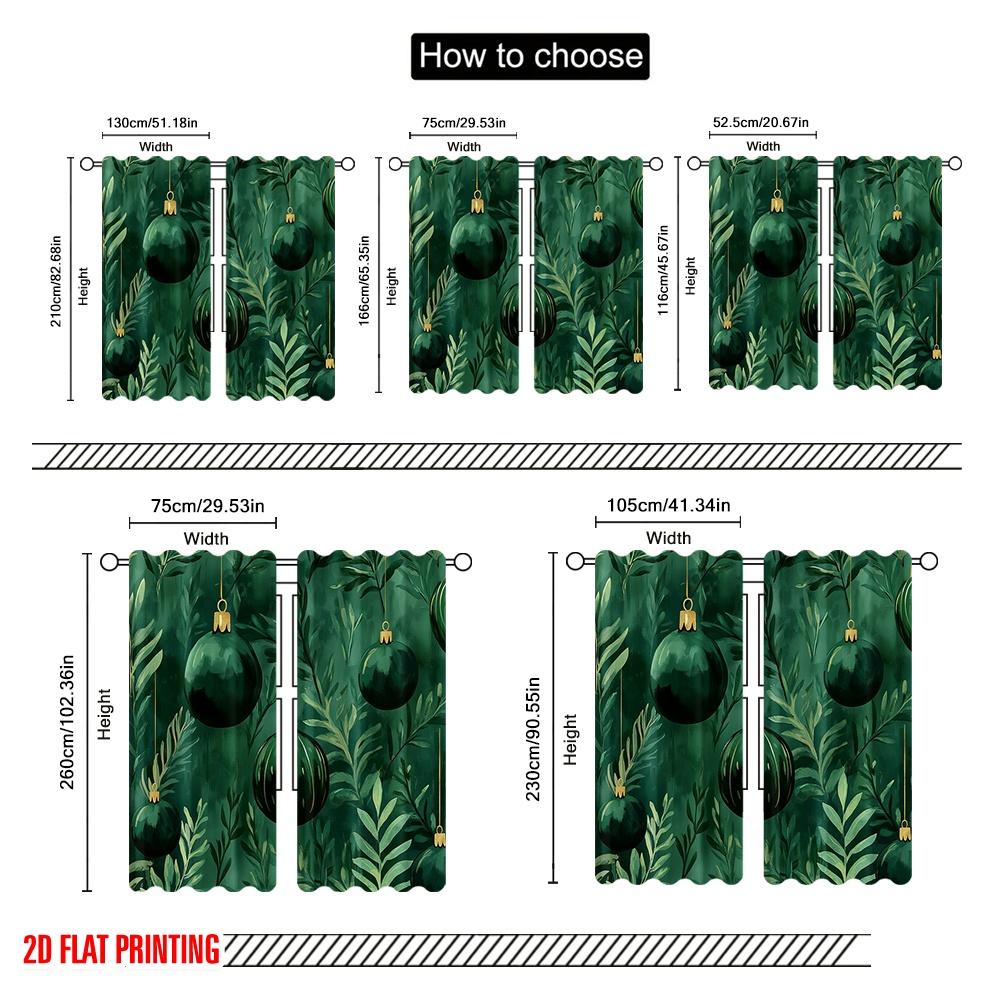 Plane Printing Pattern Curtains Emerald Christmas Ornaments Green Polyester Without Rod Decorations Home Curtain Set Of 2 Made Washable