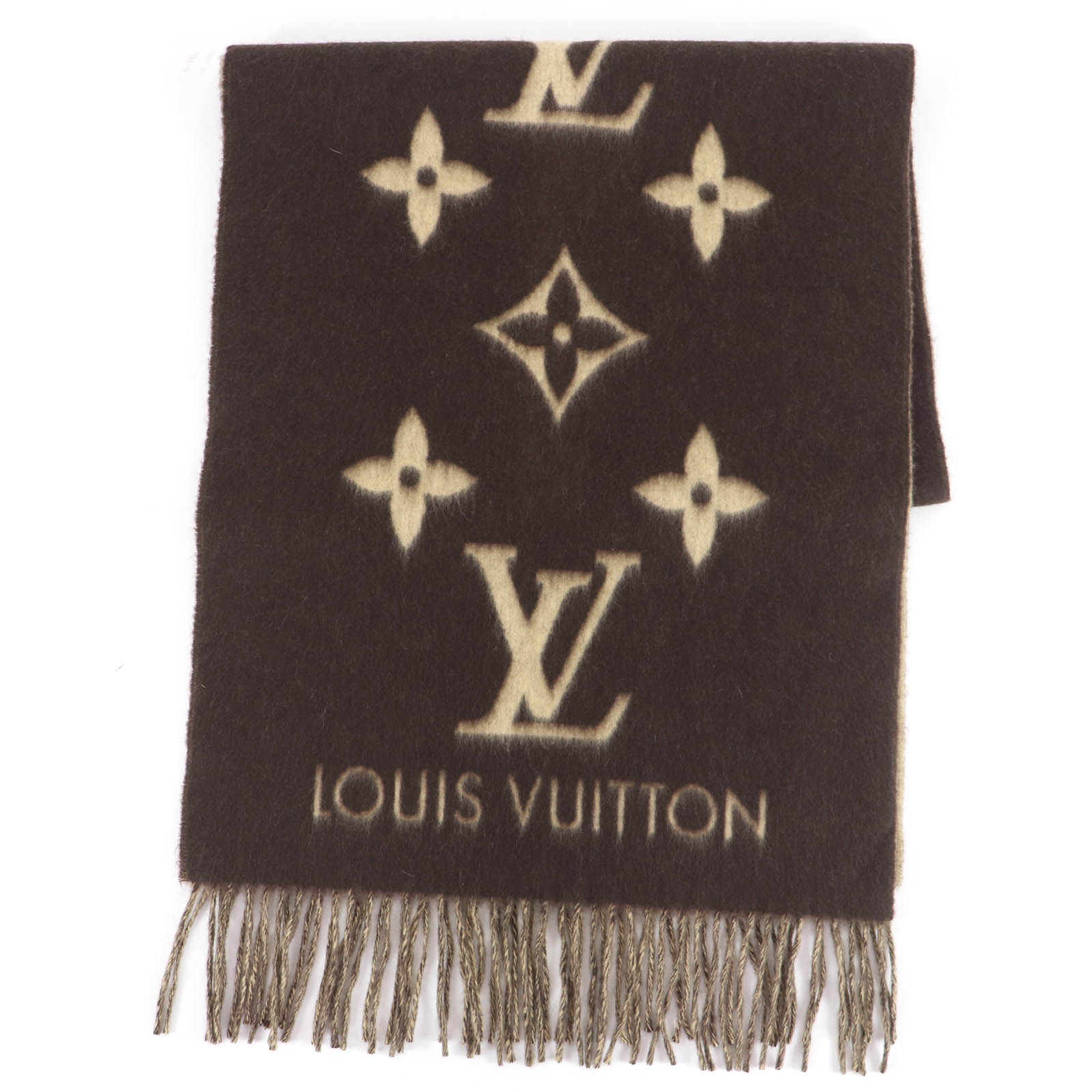 

Great LOUIS VUITTON Scarf Escalp Reykjavik Monogram Brown cashmere 401486 Used
