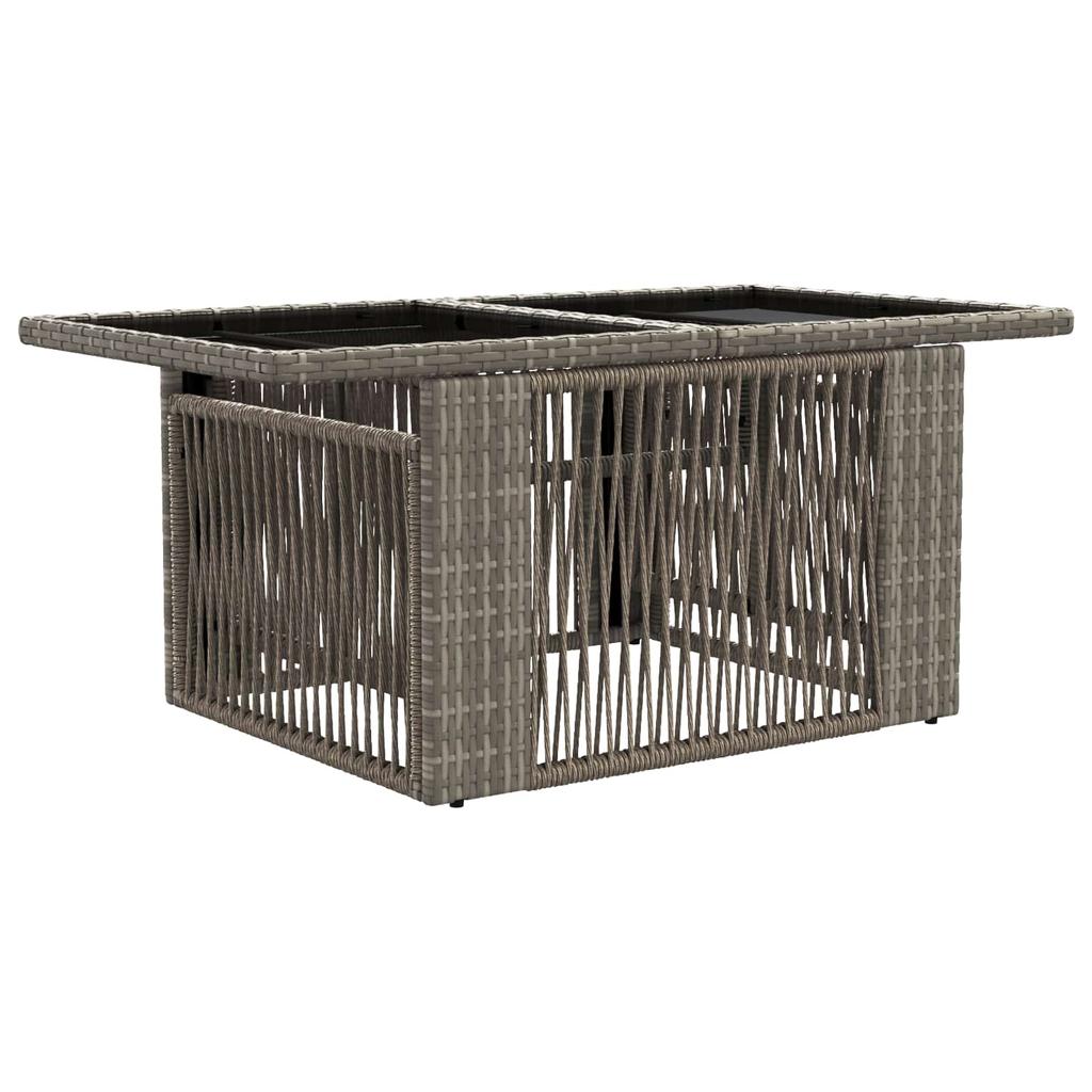 Garden Table Gray 100 x 55 x 37 cm PE Rattan and Glass
