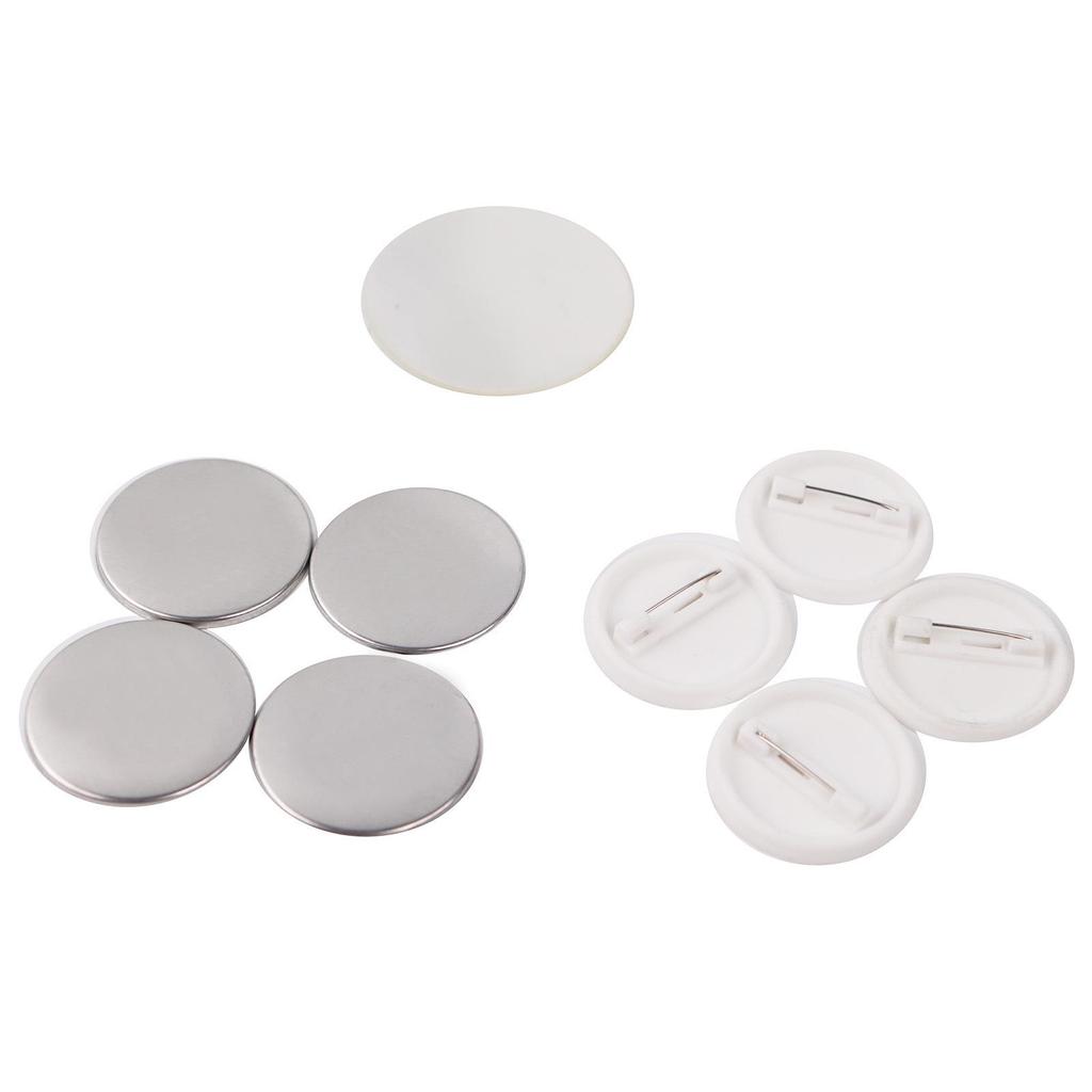 Multi-size Tinplate Badge Material with Safety Pin and Plastic Base, 100 Sets
