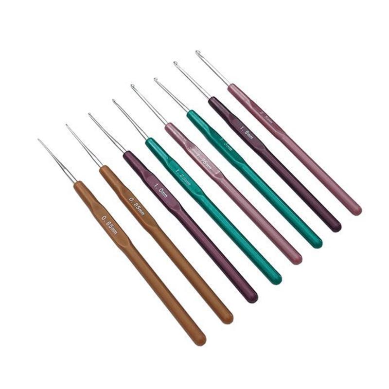 8/10PCS Crochet Hook Set for Arthritic Hand, Ergonomic Handles, 0.6mm-2.0mm Crochet Needle for Lacework, DIY Craft