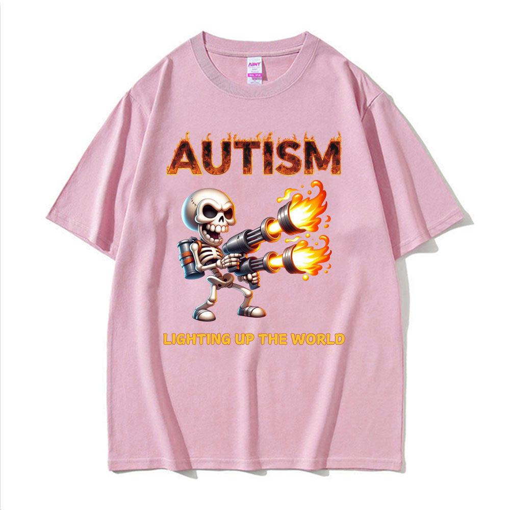 Autistic Funny Skeleton Meme Graphic T Shirt Unisex Fashion Gothic Retro T Shirts Male O-Neck Short Sleeve T-shirt Unisex Tops