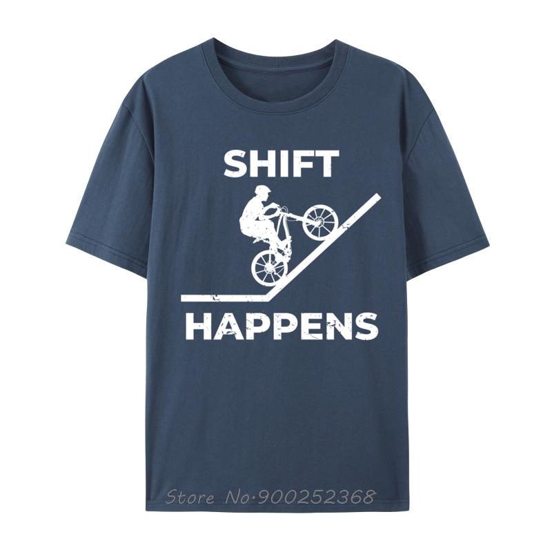 Shift Happens Funny Mountain Biking Cotton Men Fashionable TShirt Cotton Oneck Tops Tees Oversized T Shirt Summer Tshirt