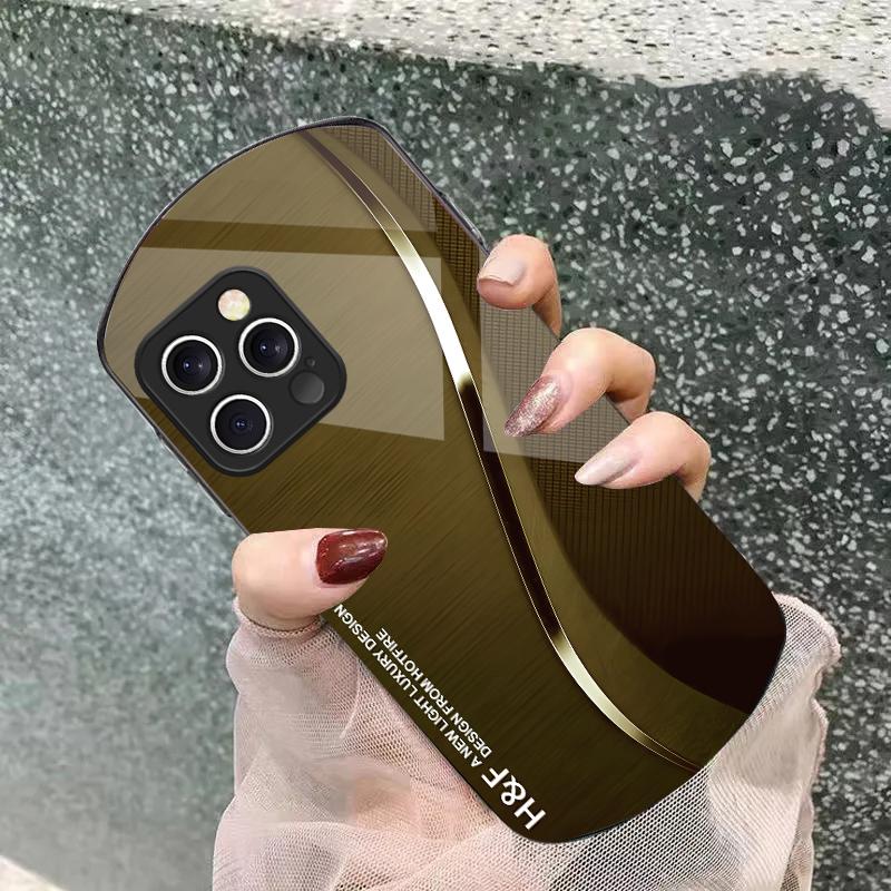 Green gradient silk For iPhone 16 15 14 13 Plus 12 mini 11 Pro Max XR Xs X 7 8 6 6S 2022 Elliptical Tempered Glass Phone Case