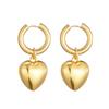 Stainless Steel Hoop Acrylic Heart Pendant Earrings For Women Statement Solid Circel Gold Silver Black Color Earrings Jewelry