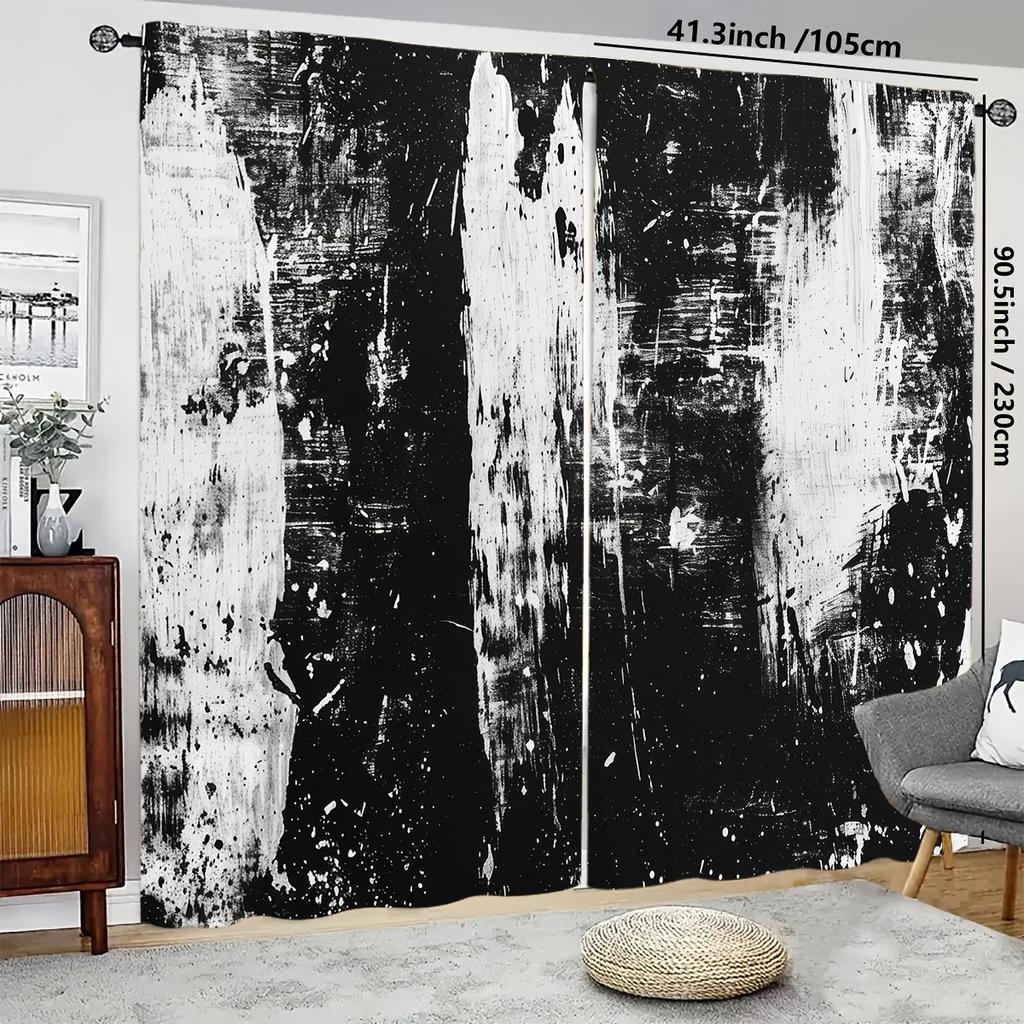 New Abstract Black and White Patterned Decorative Curtain   Creative Bathroom Shower Curtain   Easy Hanging   Machine Washable   Hom