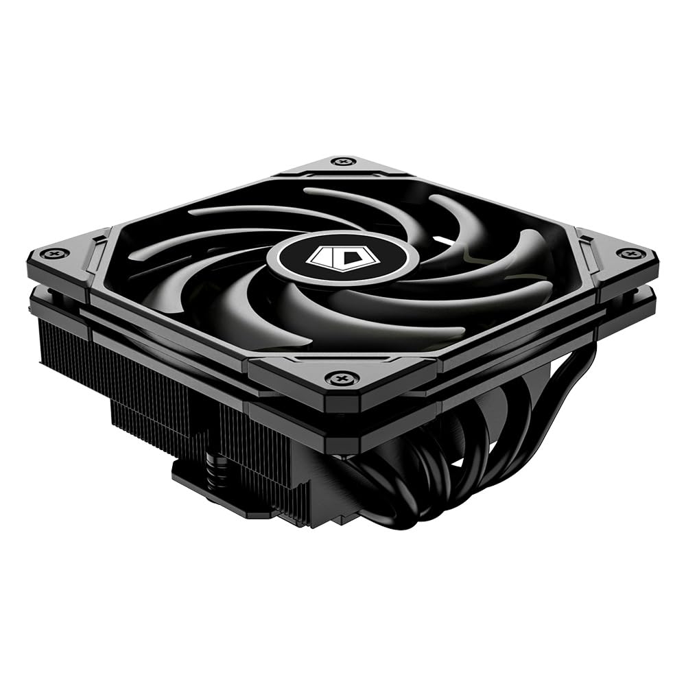 ID-COOLING IS-55 BLACK Low Profile CPU Air Cooler, 57mm Height, 5 Heat Pipes, 120x120x15mm Slim Fan, for Intel LGA1700/115X/1200 and AMD AM4/AM5 Deskt
