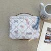 Adorable Blue Cartoon Makeup Bag: Mini Pure Cotton Coin and Earphone Pouch, Lipstick Carrier, Portable Storage.