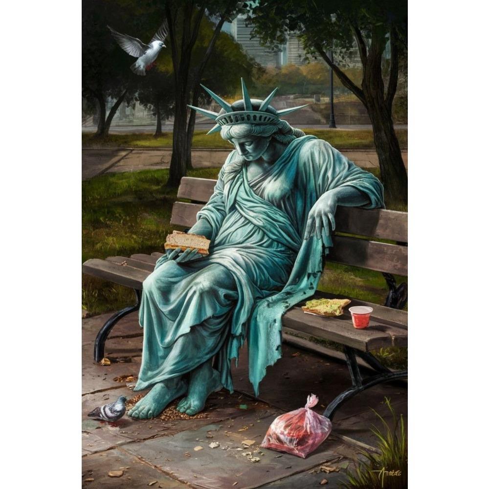 Vintage Metal Tin Sign Liberty Goddess Wall Art Decor For Living Room Bedroom
