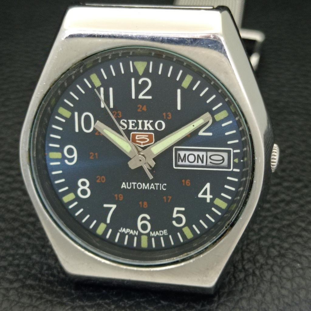 AUTOMATIC 6309A VINTAGE SEIKO 5 JAPAN MENS BLUE COLOR DIAL WATCH a701422-5 R206b-a701422