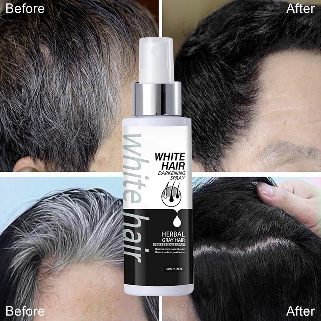 Spray pour cheveux blancs, fonçage naturel des cheveux, nutriments capillaires biologiques, favorise des cheveux plus lisses 50 ml