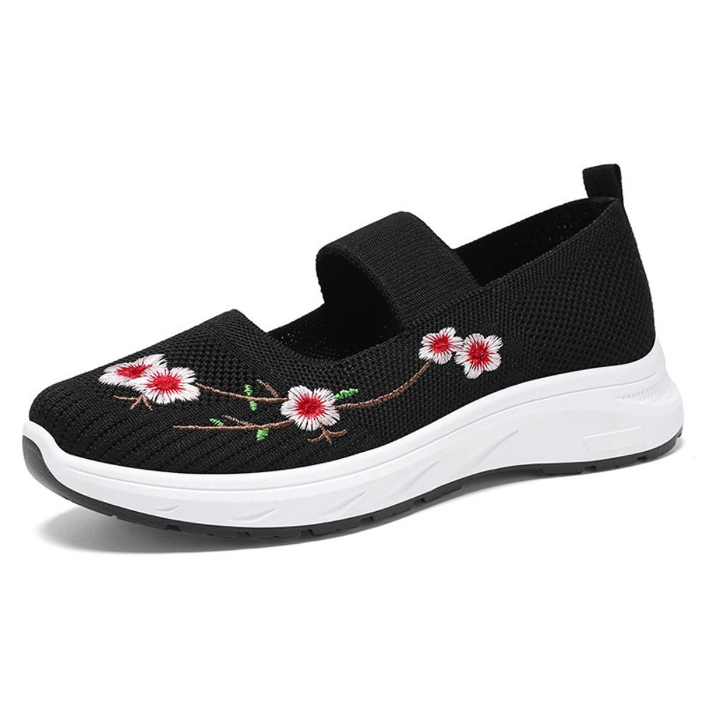 2024 New Everyday Walking Slip Shoes Women's Knitted Round Toe Flats Women's Summer Breathable Loafers Lecskin Women's Wedges