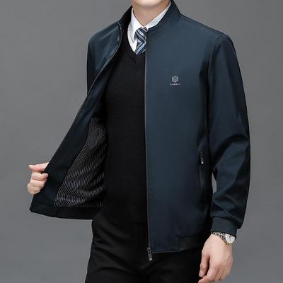 Business Middle-aged Spring and Autumn Casual Jacket Jacket Men's Top Middle-aged and Elderly Baseball Collar Clip
