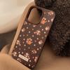 Warm Brown Gentle Small Floral for IPhone16 Mobile Phone Case for Apple 17pro Leather 16 for 13 Autumn and Winter Max Retro