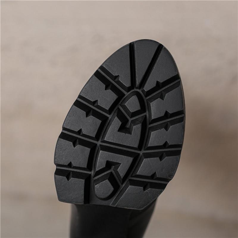Women's high-heeled boots autumn and winter new waterproof table thick-heeled large-size solid-color medium boots