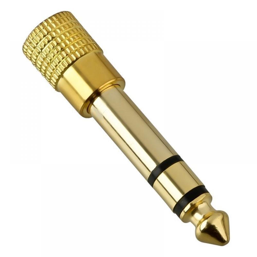 Gold 6.3mm 1/4" Male Plug to 3.5mm 1/8" Female Jack Stereo Headphone Audio Adapter Home Connectors Adapter Microphone Hot Sell