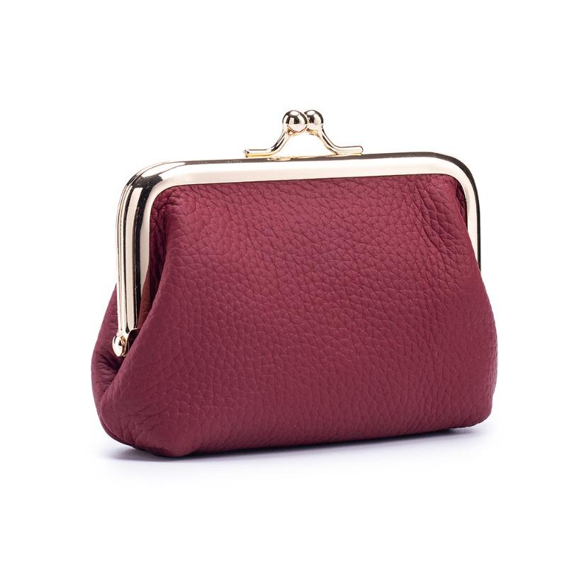 

New first-layer cowhide mini change bag women s soft leather lychee clip multi-card card bag genuine leather fashion gold bag