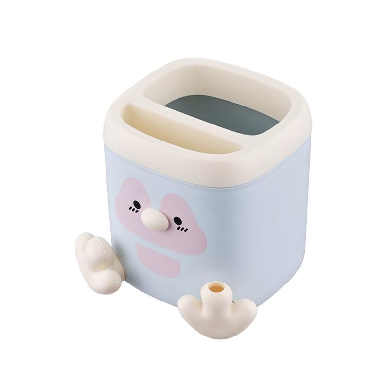 

Penguin Pen Holder Large Capacity With Pencil Sharpener Makeup Brush Holder Cartoon Multifunctional Pen Organizer