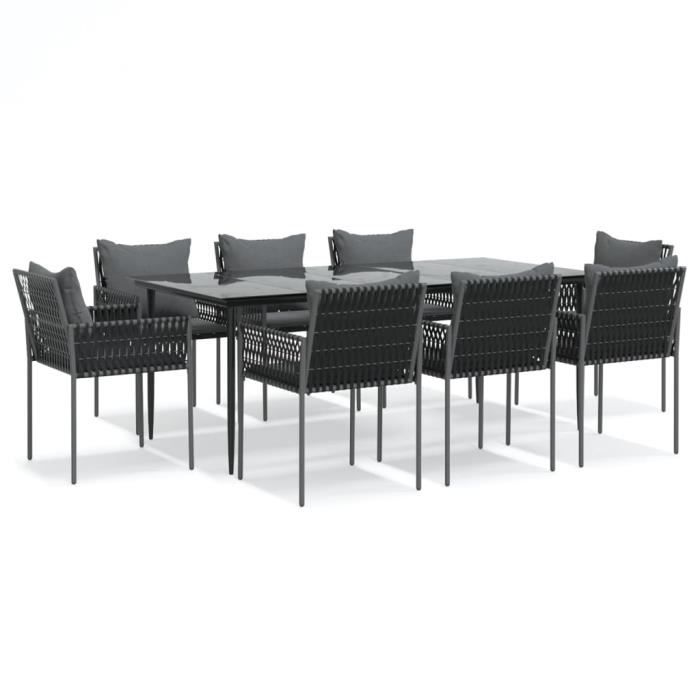 VidaXL Ensemble à manger de jardin 9 pcs coussins résine tressée acier 3187064