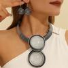 New African Colorful Round Geometry Zircon Set Aluminium Wire Necklace Earrings Set For Women Party Wedding Dress Gifts