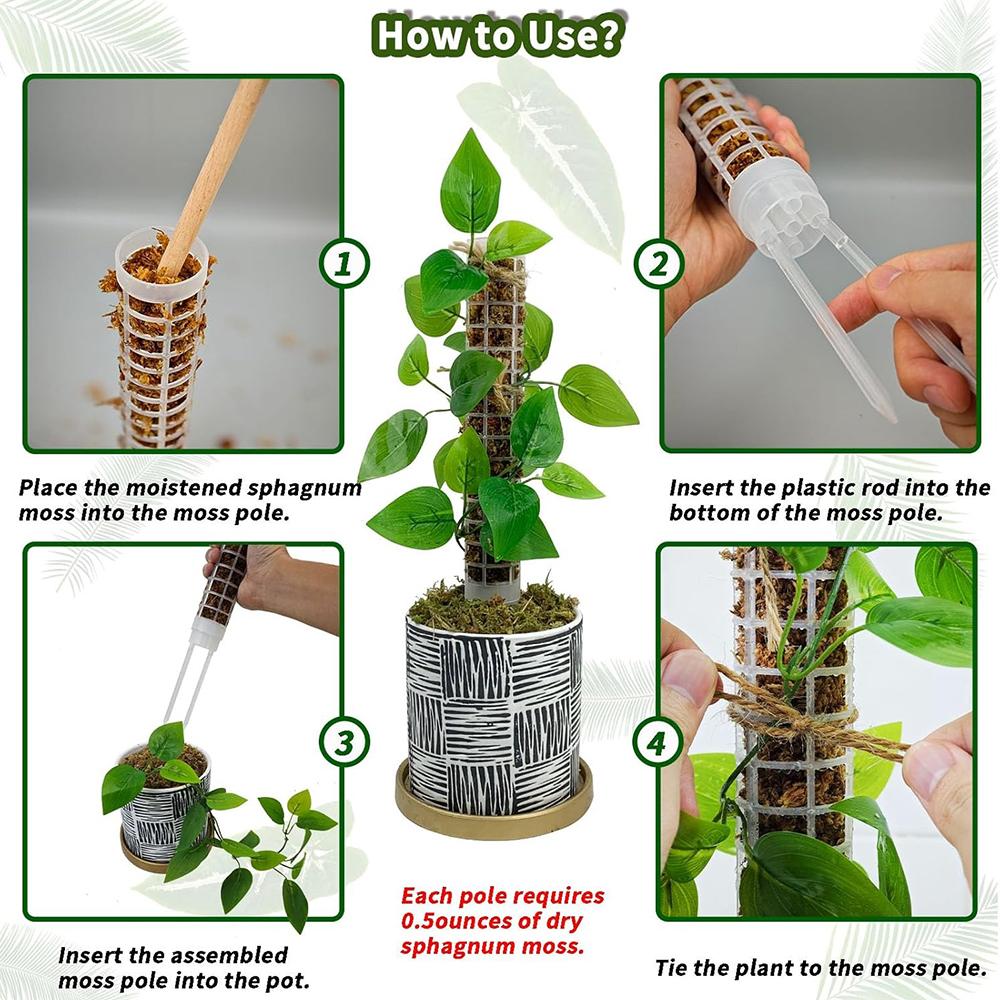 Moss Pole for Climbing Plants Monstera Indoor Plant Supports Plastic Moss Stick Plant Stake for Garden Extension Aid Climbing