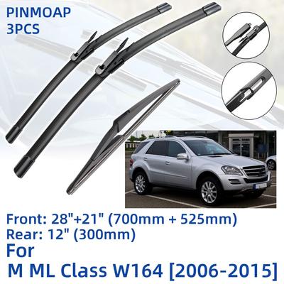 3 unidades para Benz M ML classe W164 2006-2015 28 "21" 12 "Lâminas do limpador dianteiro traseiro para-brisa acessórios para cortador de janela 2011 2012 2013 2014 2015