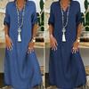 2024 Plus Size Women's Solid Color Denim Dress for Europe and America