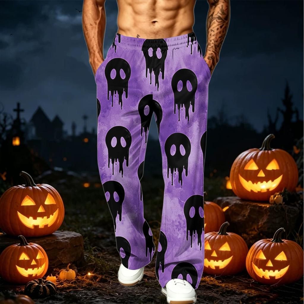 Men's Relaxed Fit Wide Leg Printed Sweatpants with Pockets Casual Joggers for Everyday Wear