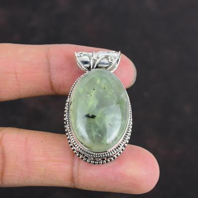 Moss Prehnite Gemstone Pendant Vintage Pendant Antique Jewelry 925 Sterling Silver Pendant Handmade Pendant Birthstone Pendant Gifts For Him