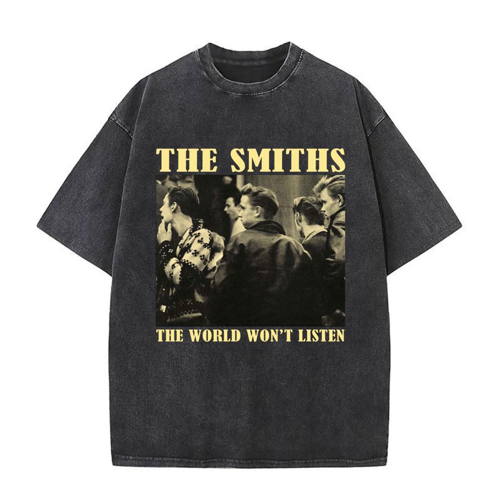Rock Band The Smiths Louder Vintage Washed Tshirt Alternative s Indie Morrissey T Shirt The Queen Is Dead Tshirts Unisex