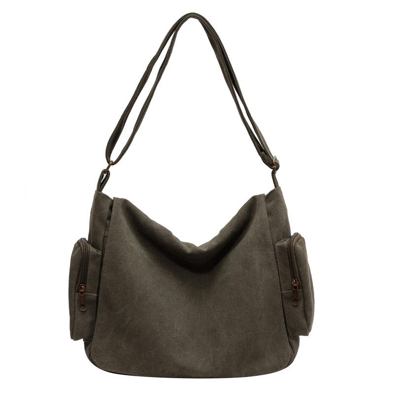 Washed Canvas Messenger Bag Retro Locomotive Messenger Bag Large Capacity Student Class Shoulder Bag Autumn and Winter New Cloth Bag