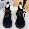 Popular thick-soled Martin boots for women's 2025 winter new small man heightening, velvet, warm, fur and thin short boots