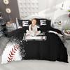 Homewish Kids Baseball Duvet Cover Set 2Pcs/3Pcs For Boys Girls Black White Bedding Set Black Reversible Quilt Cover Set