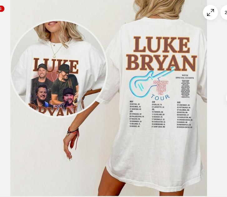 

Luke Bryan Graphic T-Shirt, 2025 Luke Bryan Country Song Came On Tour Shirt. M