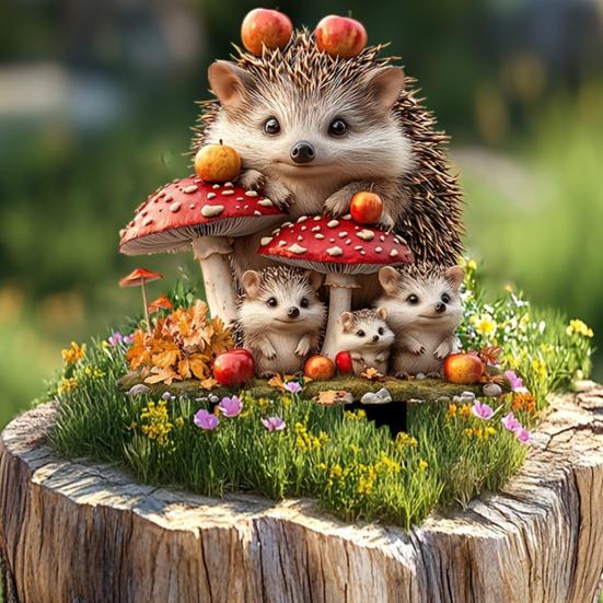 Cartoon Hedgehog Garden Stake Decoration, 2D Acrylic Animal Yard Sign, Outdoor Courtyard Lawn Pathway Animal Shape Ornament