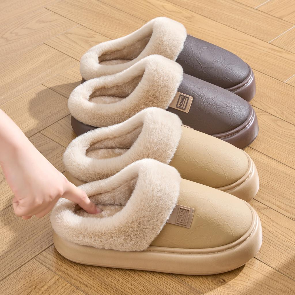Platform Women Home Slippers Plush Warm Thick Bottom Slides Breathable Soft Non-slip Slippers Indoor Outdoor Men Casual Slippers